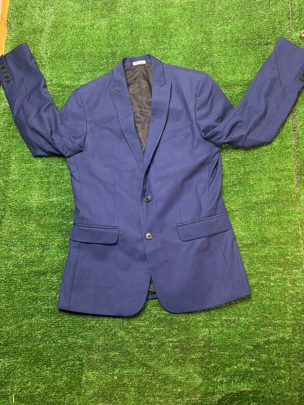 Calvin Klein Men's Blue Two-Button Notch Lapel Suit Jacket Blazer